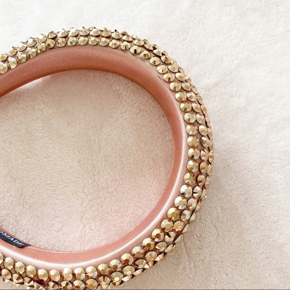 NWOT Rose Gold Headband Pink Sparkly Jeweled Padded Spring Wedding